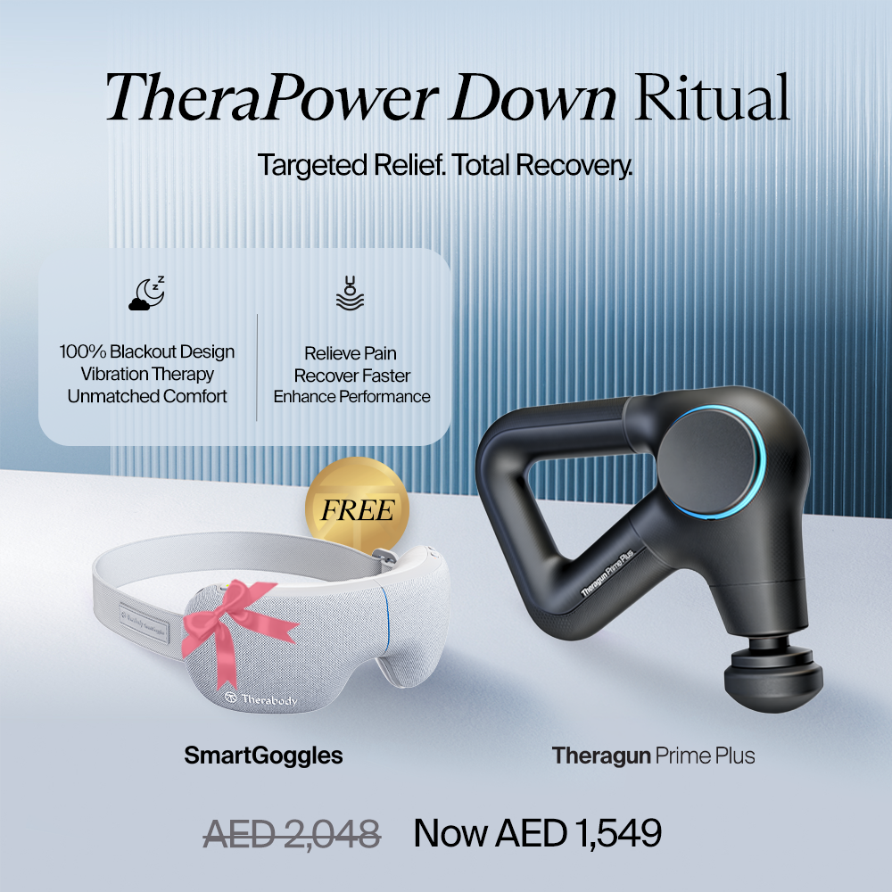 TheraPower Down Ritual: Theragun Prime Plus with free SmartGoggles.