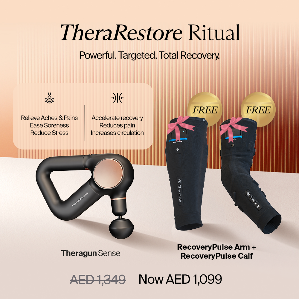 TheraRestore Ritual: Theragun Sense with free RecoveryPulse Arm and Calf.